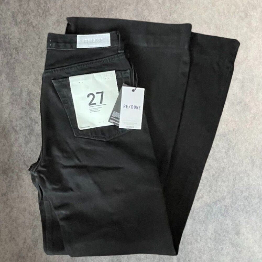 RE/DONE 70s Bell Bottoms Jeans Womens 27 Black Low Rise Ultra Flare Denim NEW!